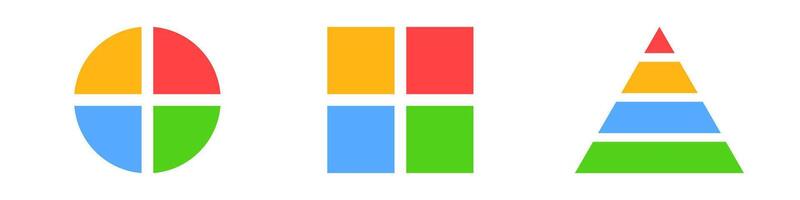 Geometric shapes with bold colors including circle, square, and triangle designs vector