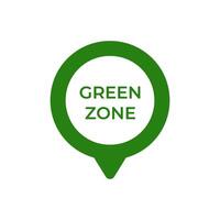 Green zone location icon showing circular pointer and text inside for highlighting areas vector