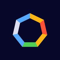 Colorful hexagon logo with interlocking segments in blue green red yellow and gray vector