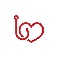 Heart shaped design with stylized red hook creating a unique artistic symbol vector