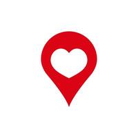 Heart shape inside red location pin symbolizing love and connection vector