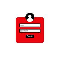 Sign in screen template with user icon and red background for secure login interface design vector