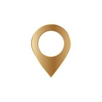 Golden location pin symbolizing map point or precise spot for navigational and geographical use vector
