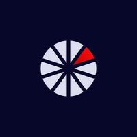Circular loading wheel icon with red segment signifying progress indication or buffering status vector