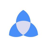 Abstract blue venn diagram design with three intersecting circular shapes and overlapping area vector
