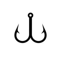 Two pointed metal fishing hook close up displaying simple tool design and functionality vector