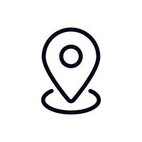 Location pin icon with minimal design and simple line art style, indicating a mapping symbol vector