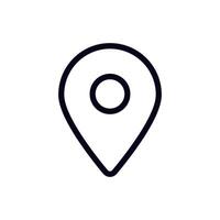 Simple black and white location pin icon for maps and navigation applications vector