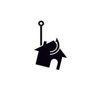 Creative symbol featuring a keyhole and a pencil pointing upwards in minimalist style vector
