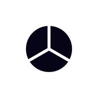 Minimalist black and white peace symbol icon with three equal segments vector