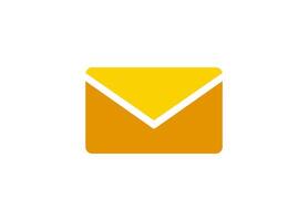 Yellow and orange envelope with simple geometric shapes in a minimalist design vector