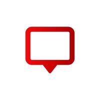 Bright red speech bubble icon with pointed tail for digital communication and messaging vector