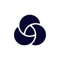 Circular abstract symbol with three twisting shapes in symmetrical formation vector