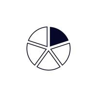 Simple dark and light circular shapes forming a pie chart with uneven segments vector