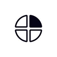 Minimal black circle icon divided into four equal parts in a simple, elegant arrangement vector