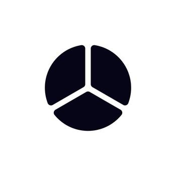 Three equal sections forming a minimalist circular abstract symbol in black and white vector