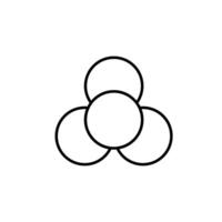 Three intersecting circles forming a symmetrical geometric venn diagram shape vector