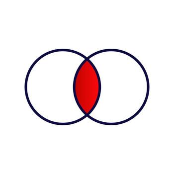 Overlapping circles with a vibrant red compelling symbolic design element vector