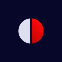 Half red and half gray circle divided in the middle for artistic and minimal design vector