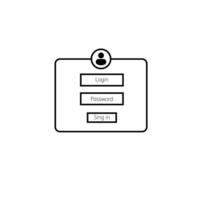 A minimalistic black and white icon representing a login page vector