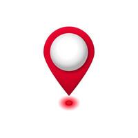 Red map pin symbol with shadow and gradient effect for navigation and location design vector