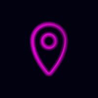 Glowing neon pink location pin design with brightly illuminated edge for modern tech theme vector