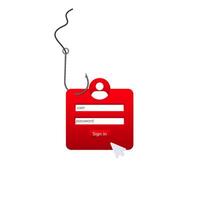 Clever phishing tactic depicted as hook with suspicious login form on the hook vector