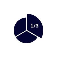 Circular pie chart displaying one third section highlighted in minimal design vector