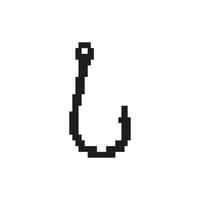 Minimalist pixel art hook design in simple black and white style for iconic visual appeal vector