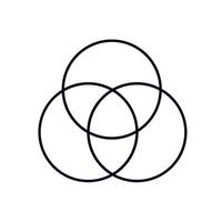 Overlapping venn diagram with three intersecting circles in minimalist black and white design vector