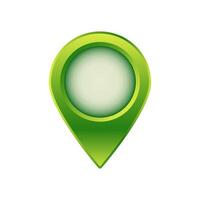 Bright green map pin icon symbolizing location and navigation on virtual or physical maps vector