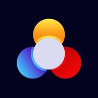 Colorful circle trio with blue red and yellow in balanced formation vector