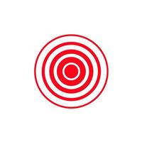 Red and white target icon with circular design and concentric rings in symmetrical pattern vector