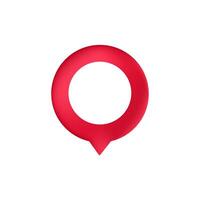 Red location pin icon with circular shape and white center for map or navigation apps vector