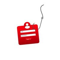 Warning icon depicting internet security threat with password and hook symbol vector