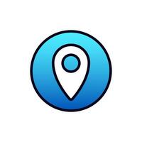 Blue location marker icon inside circular shape for maps and navigation applications vector