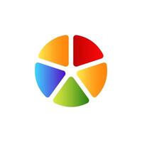 Colorful five-segment circle with smooth gradient and distinctive rainbow tones vector