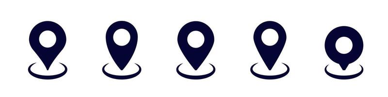 Five location icons aligned in a horizontal row symbolizing gps navigation or digital mapping vector