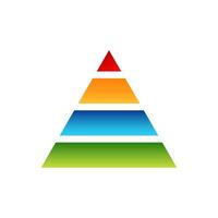 Colorful pyramid diagram with five levels displaying vibrant gradient from green to red vector