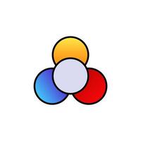 Colorful circle logo with yellow, blue, red sections and black outline design vector