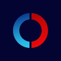 Circular icon of blue and red halves symbolizing balance and contrast vector