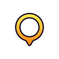 Simple yellow and white location marker icon with black outline vector