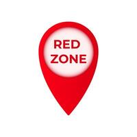 Red zone locator pin on white with clear center symbolizing alert and caution vector