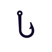 Simple black fishing hook with rounded eye for catching fish in lakes and rivers vector
