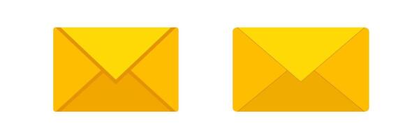 Two simple yellow envelopes show different shades and styles of folded paper design vector