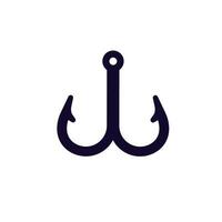 Simple fishing hook symbol in minimalist black and white design for easy recognition vector