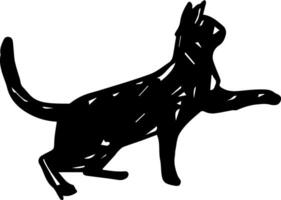 Linear black cat, cat shape for graphic design vector