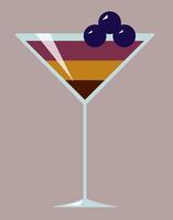 Elegant alcoholic cocktail with berries. Multicolor icon of a beverage vector