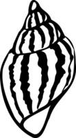 Spiral seashell in black color, shell icon vector