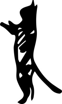 Curious black cat silhouette, outline shape for graphic design